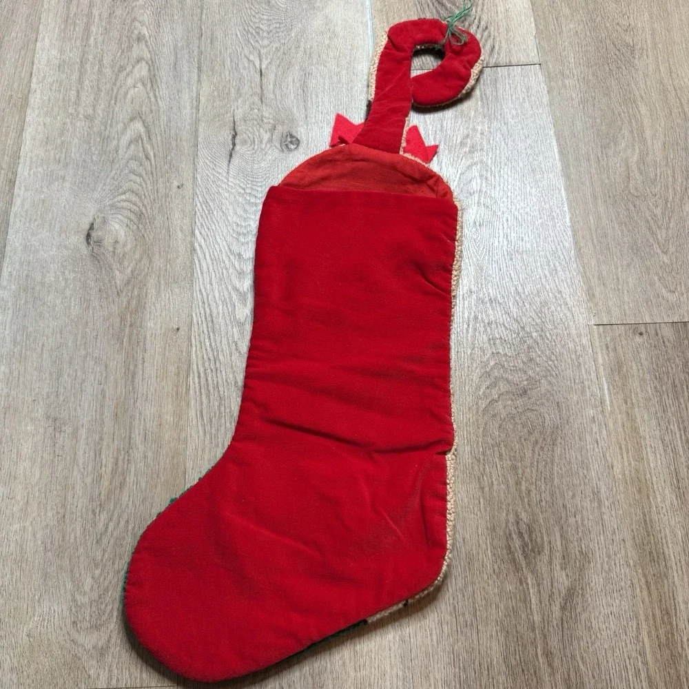 Dog Stocking Hooked Yarn Hanging Christmas Santa‎ Puppy Spot Christmas Pet Bow